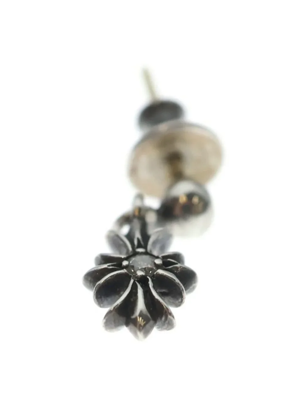 Chrome Hearts Tny CH Pls Dia Tiny CH Plus Drop Earrings Silver